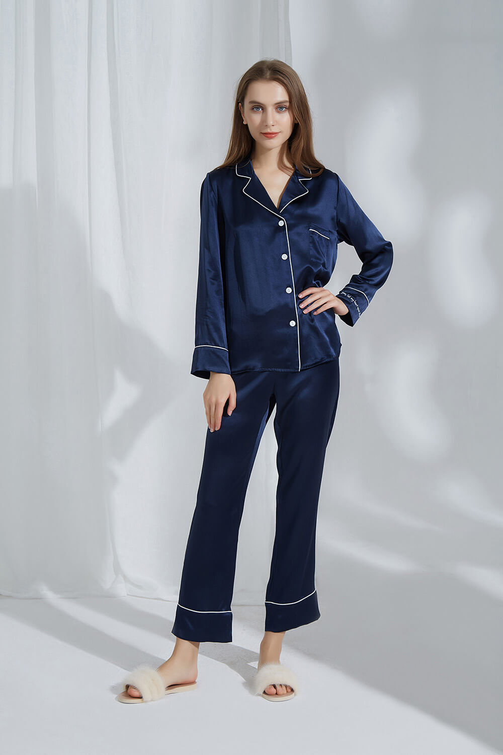 Silk Pyjamas with Contrast Piping | Australia | Silk Only