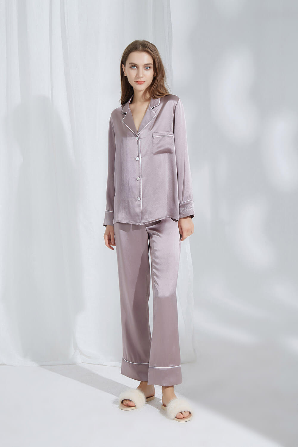 Silk Pyjamas with Contrast Piping | Australia | Silk Only